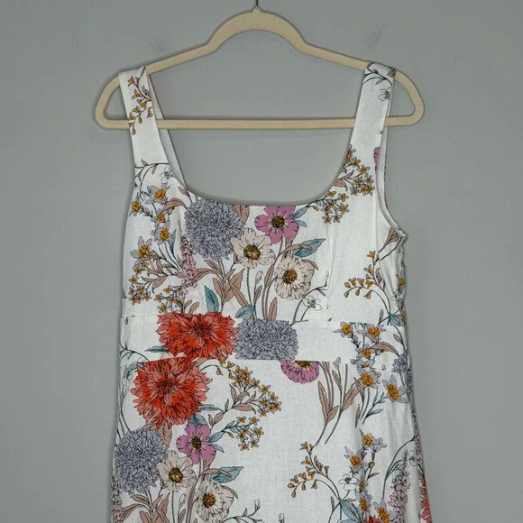 Ann Taylor Floral Linen Blend Smocked Midi Dress White Orange Pink 6 NEW $179 - Picture 16 of 16